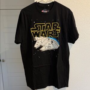 Star Wars Black Tee with Millennium Falcon Design